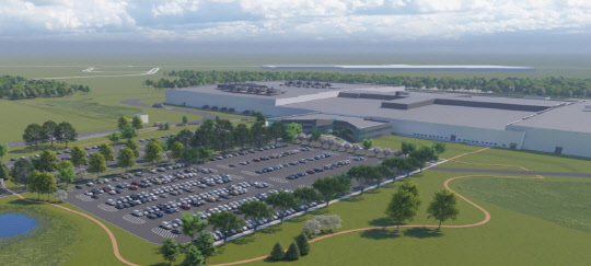 GM과 LG의 합작법인 얼티엄셀즈의오하이오 로즈타운 공장 완공 예상도. 한국GM 제공